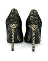 Yves Saint Laurent Black Gold Snake Print Pump Heels 