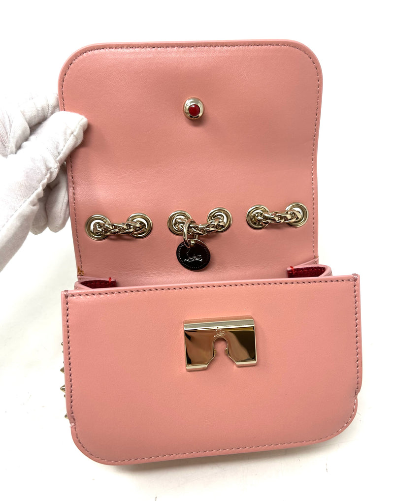 Christian Louboutin Pink Gold Mini Spiked Shoulder Bag