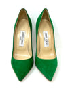 Jimmy Choo Green Suede Leather Pointed Toe Heels 