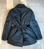 Prada Black Recycled Nylon Down Belted Puffer Jacket 