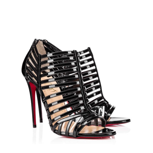Christian Louboutin Black Patent Leather Cage Heels