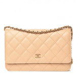 Chanel Beige Quilted Wallet On Chain