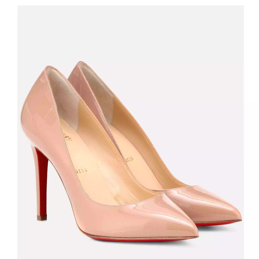 Christian Louboutin Pigalle 100 Nude Patent Leather Pump Heels 40