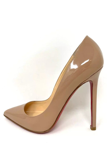 Christian Louboutin Pigalle 120 Nude Patent Calf Heels 35 – High Heel