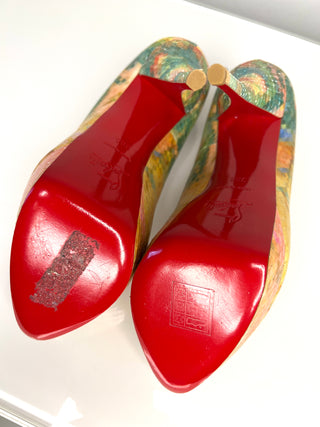 Christian Louboutin Troca 40 Multicolor Python Peep-Toe Heels 38.5 UK5.5