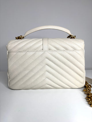 Saint Laurent College Medium Cream Leather Shoulder Bag