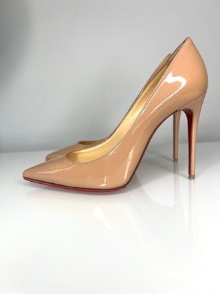 Christian Louboutin Kate 100 Nude Patent Heels – Large fit Size 35.5 / UK 2.5