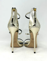 Giuseppe Zanotti Silver Patent Leather Heel Sandals