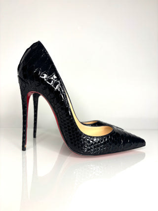 Christian Louboutin Preloved So Kate 120 Black Python Crystal Heels 36 UK3