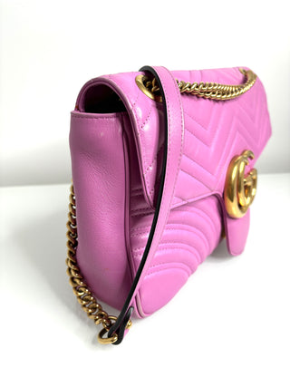 Gucci Marmont Medium Pink Matelasse Leather Shoulder Bag