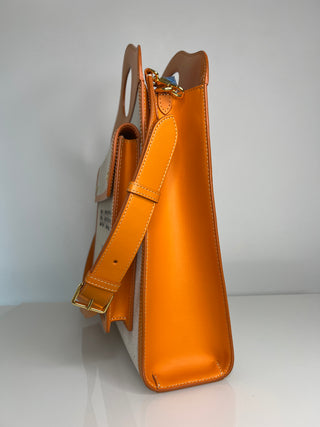 Burberry Pre-Loved Pocket Bag White /Orange Cotton Leather Medium Bag