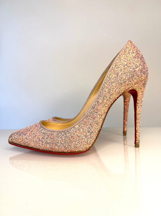 Christian Louboutin Pigalle Follies 100 Glitter Jupon Heels 38.5 UK5.5