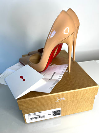 Christian Louboutin So Kate 120 Nude Patent Leather Heels – Size 40 UK7
