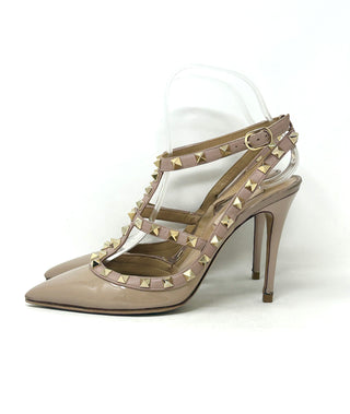 Valentino Garavani Rockstud 100 Nude Patent Leather Studded Pump Heels 37.5 UK 4.5