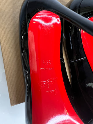 Christian Louboutin Pre-Loved New Very Prive 120 Black Patent Platform Heels 38.5 UK5.5