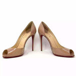 Christian Louboutin Demi You 100 Nude Patent Leather Peep Toe Heels 38 UK 5