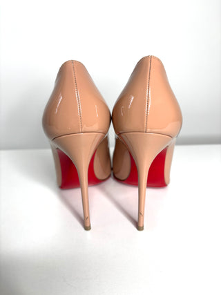 Christian Louboutin Decollete 554 Nude Patent Leather Heels 38 UK5