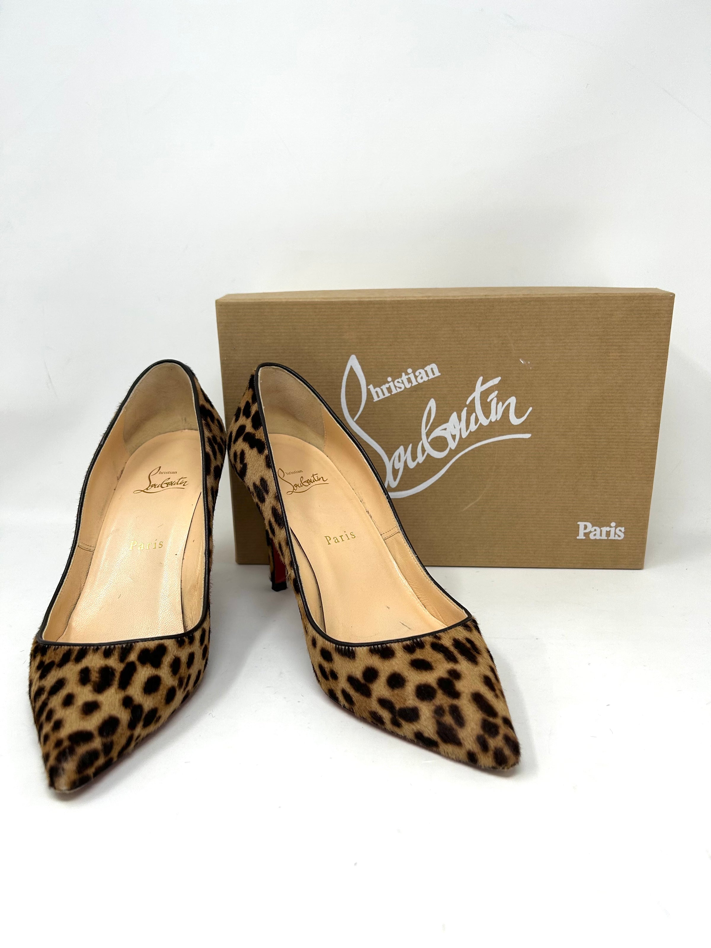 Christian Louboutin Black Patent Leather/Leopard Print Pony Hair Pigalle  Bow Pumps Size 10/40.5 - Yoogi's Closet