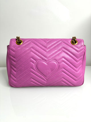 Gucci Marmont Medium Pink Matelasse Leather Shoulder Bag