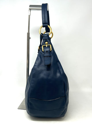 Prada Sacca Navy Blue Soft Calf Leather Hobo Shoulder Bag