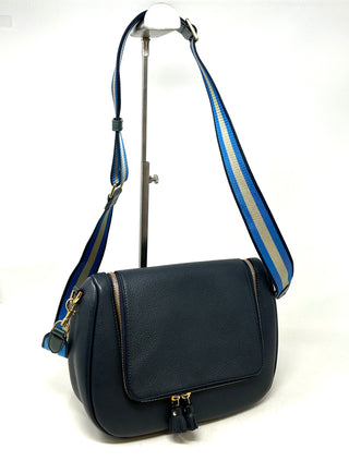 Anya Hindmarch Vere Navy Grained Leather Satchel Cross Body Bag