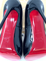 Christian Louboutin New Very Prive 120 Black Patent Leather Peep Toe Heels 38 UK 5