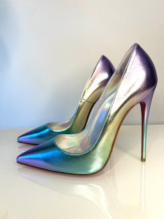 Christian Louboutin So Kate 120 Metallic Multi Degrade Leather Heels 39.5 UK6.5