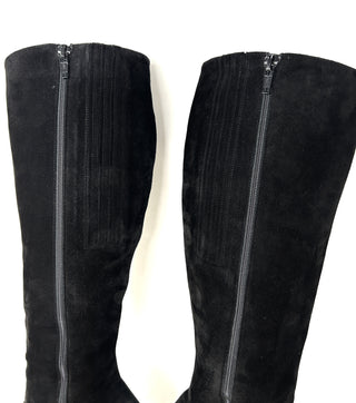 Christian Louboutin Black Suede Knee High Zip Heel Boots 39 UK 6