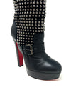 Christian Louboutin Marisa 140 Black Leather Studded Platform Boots 37 UK 4