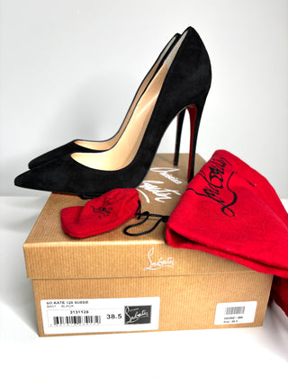 Christian Louboutin So Kate 120 Black Suede Heels 38.5 UK5.5