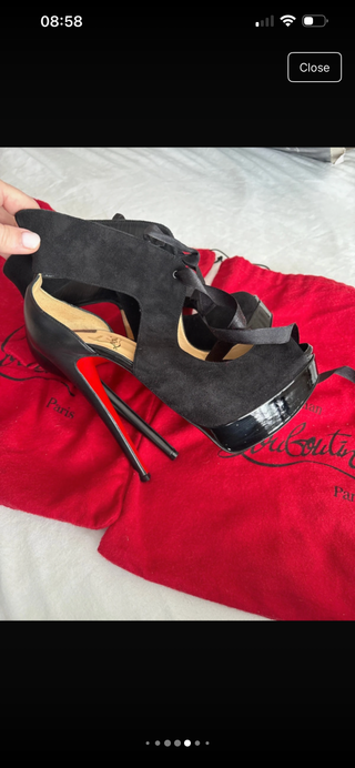 Christian Louboutin Black Suede Platform Heels 38.5 UK5.5