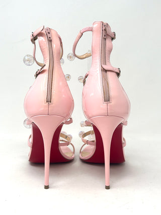 Christian Louboutin Atonana 100 Pink Patent Leather Strappy Heel Sandals 38.5 UK 5.5