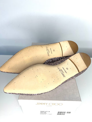 Jimmy Choo Romy Tea Rose Glitter Flat Pumps 38 UK5