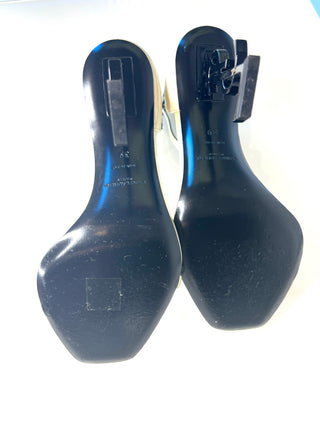 Saint Laurent Opyum 110 Cream Patent Leather YSL-Heel Sandals – Size 39 / UK 6