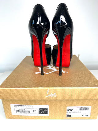 Christian Louboutin Predupeep 150 Black Patent Leather Platform Heels 37 UK4