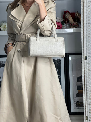Lulu Guinness Mary Cream Croc-Embossed Handbag
