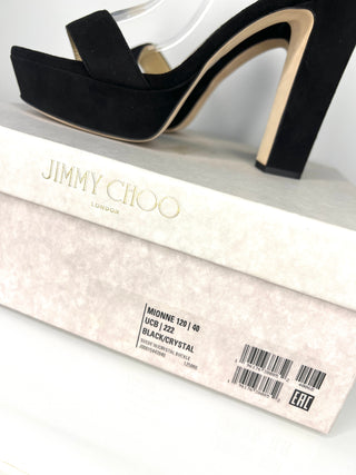 Jimmy Choo Mionne 120 Black Suede Platform Sandals 40 UK7