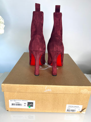 Christian Louboutin Me In The 90s 100 Burgundy Red Suede Ankle Boots – Size 40 / UK 7