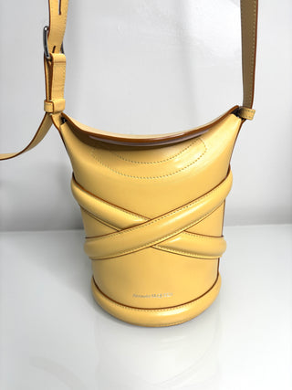 Alexander McQueen The Curve Cream Leather Bucket Shoulder Bag