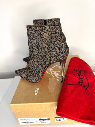 Christian Louboutin Nancy Bootie 100 Multicoloured Glitter Tulle Heel Booties 39 UK6