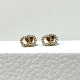 Dior Gold White Pearl Earrings