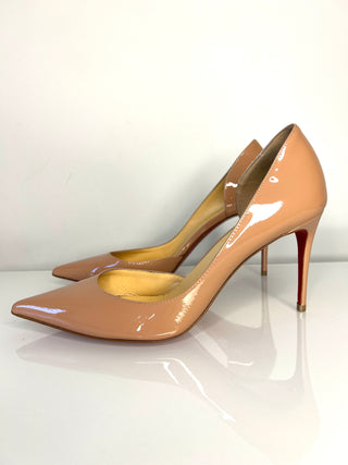 Christian Louboutin Iriza 85 Nude Patent Heels 38.5 UK5.5