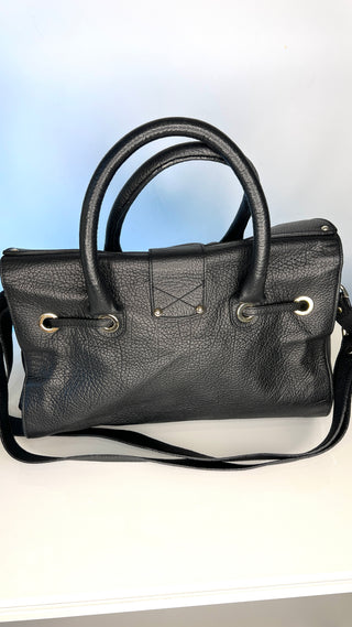 Jimmy Choo Rosalie Black Pebbled Leather Satchel Shoulder Bag