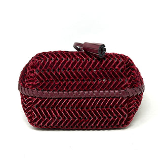 Anya Hindmarch Neeson Oxblood Velvet Woven Drawstring Bucket Bag