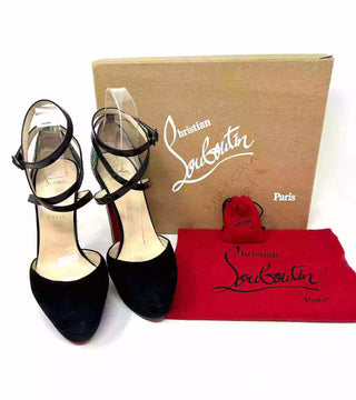 Christian Louboutin La Favorita 140 Black Suede Python Platform Heels 38 UK 5