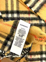 Burberry Antique Yellow Checkered Fringe Cashmere Scarf