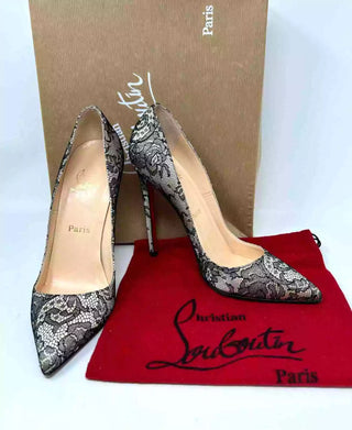 Christian Louboutin Pigalle 120 Black/Nude Crepe Lace Pumps 40 UK 7