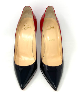 Christian Louboutin Kate 100 Black Red Degrade Patent Leather Pump Heels 41 UK 8