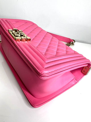 Chanel Preloved Boy Bag Pink Quilted Lambskin GTH Shoulder Bag