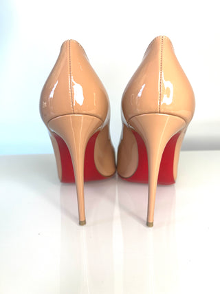 Christian Louboutin Kate 100 Nude Patent Leather Pumps – Size 37.5 UK 4.5